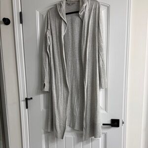 Athleta Heather Gray Knit Hooded Cardigan